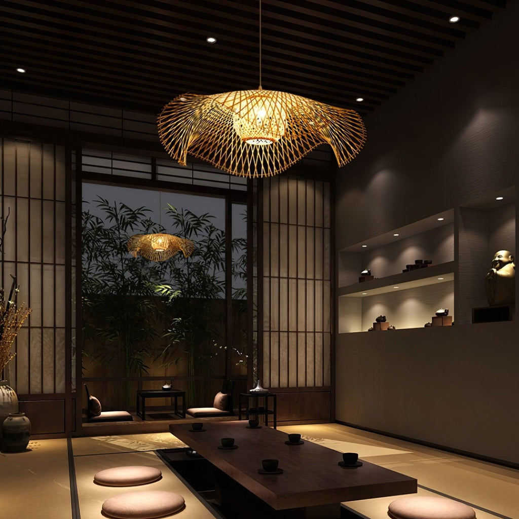 Bamboo Lotus Leaf Pendant Lamp