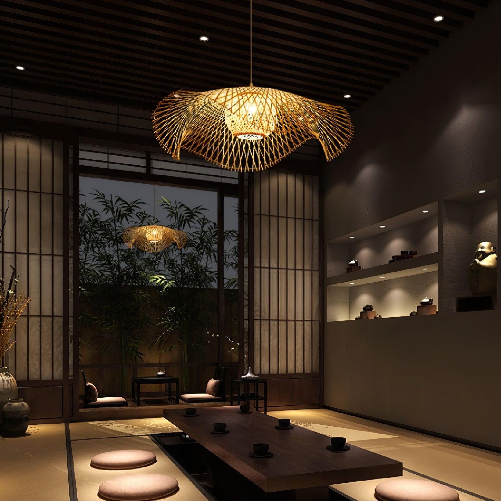 Bamboo Lotus Leaf Pendant Lamp