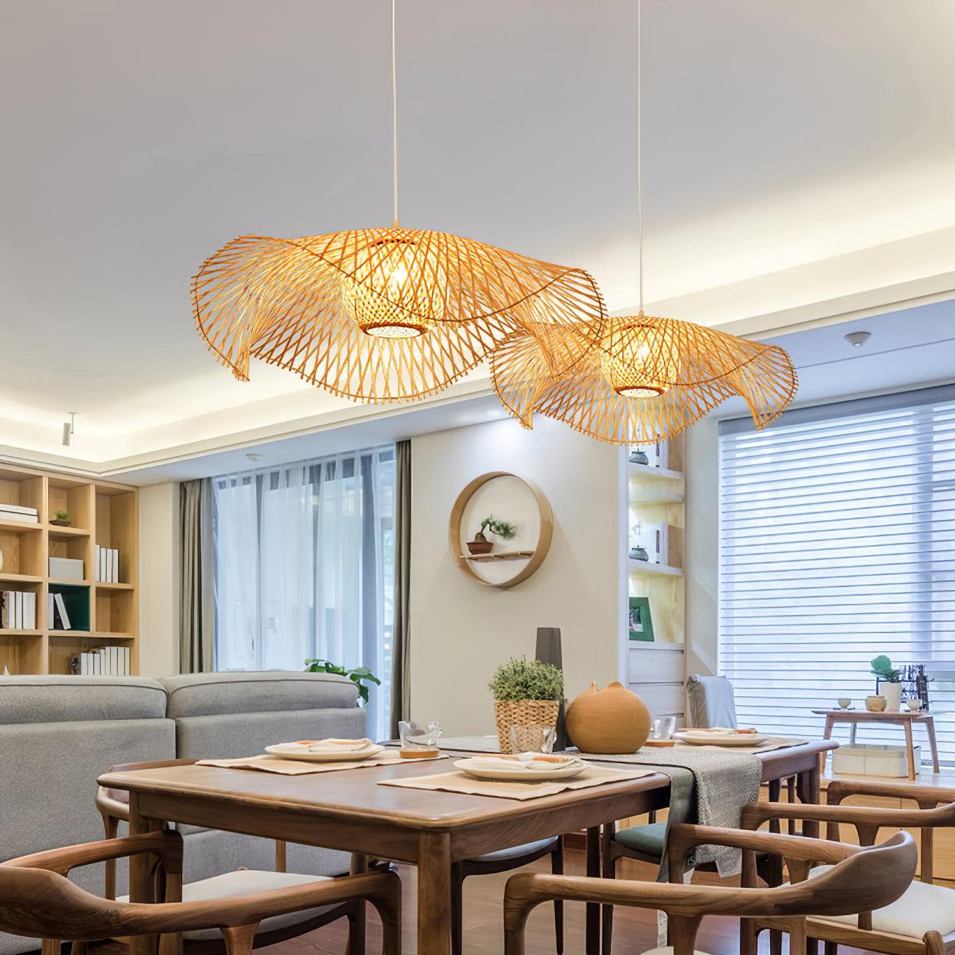 Bamboo Lotus Leaf Pendant Lamp