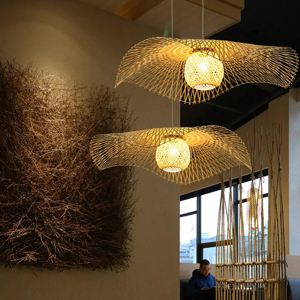 Bamboo Lotus Leaf Pendant Lamp