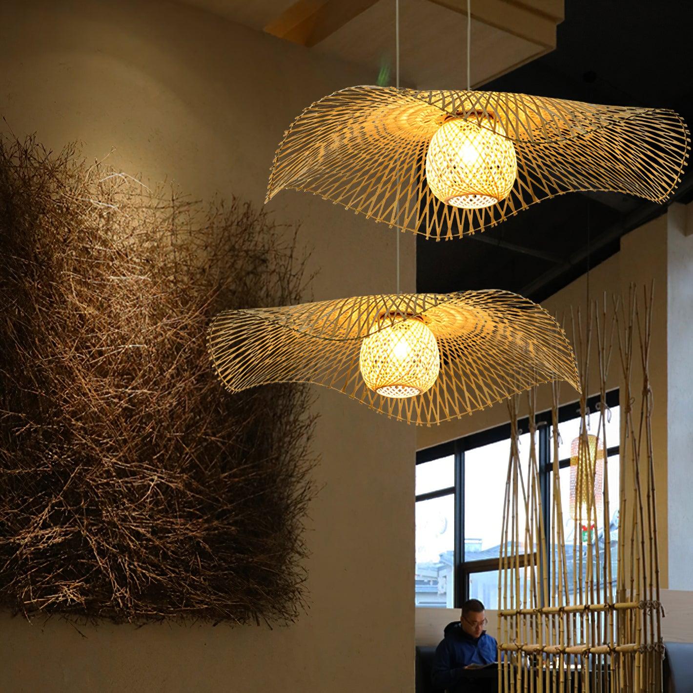 Bamboo Lotus Leaf Pendant Lamp