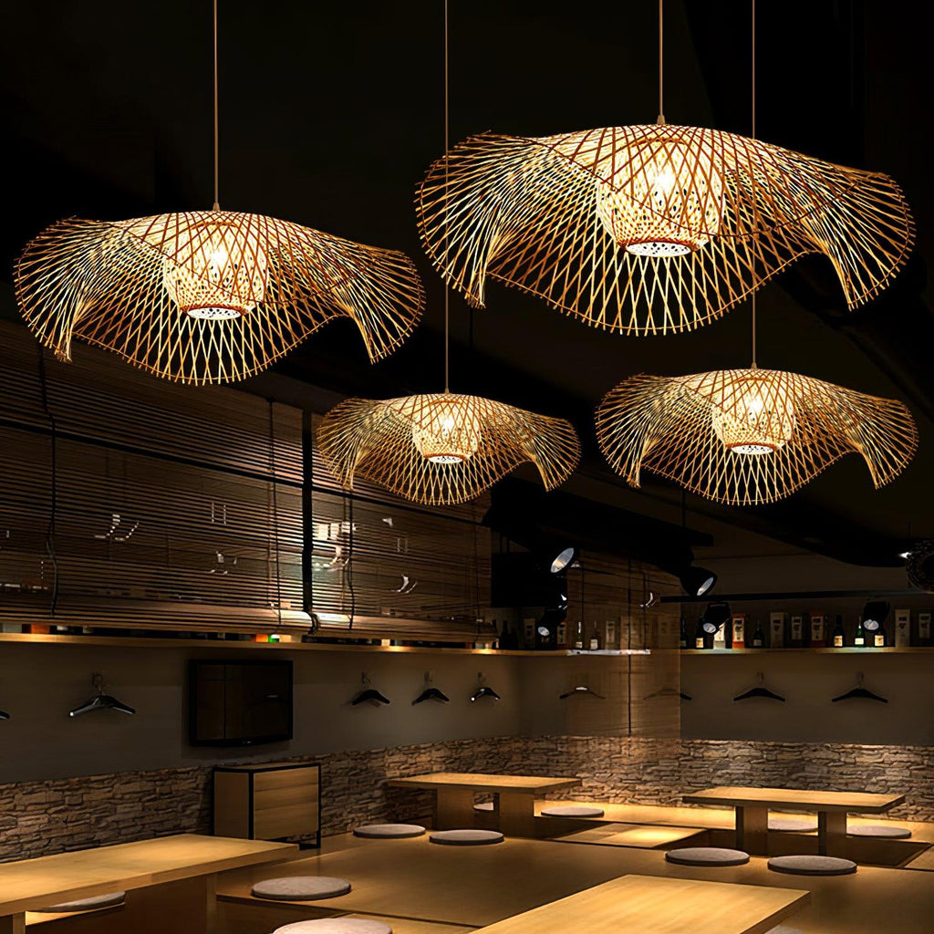 Bamboo Lotus Leaf Pendant Lamp