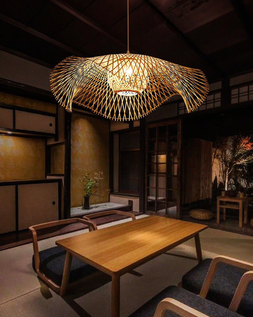 Bamboo Lotus Leaf Pendant Lamp
