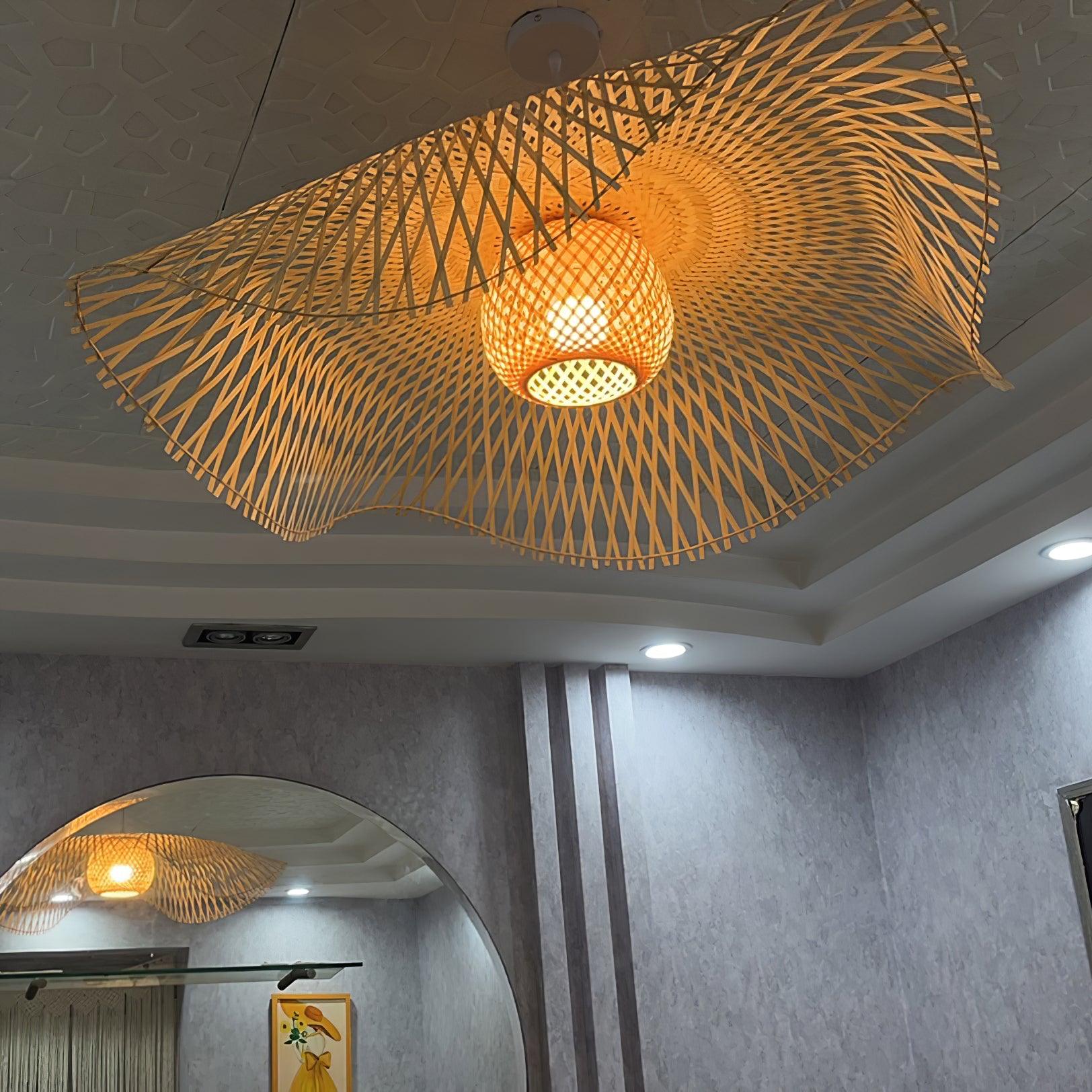 Bamboo Lotus Leaf Pendant Lamp