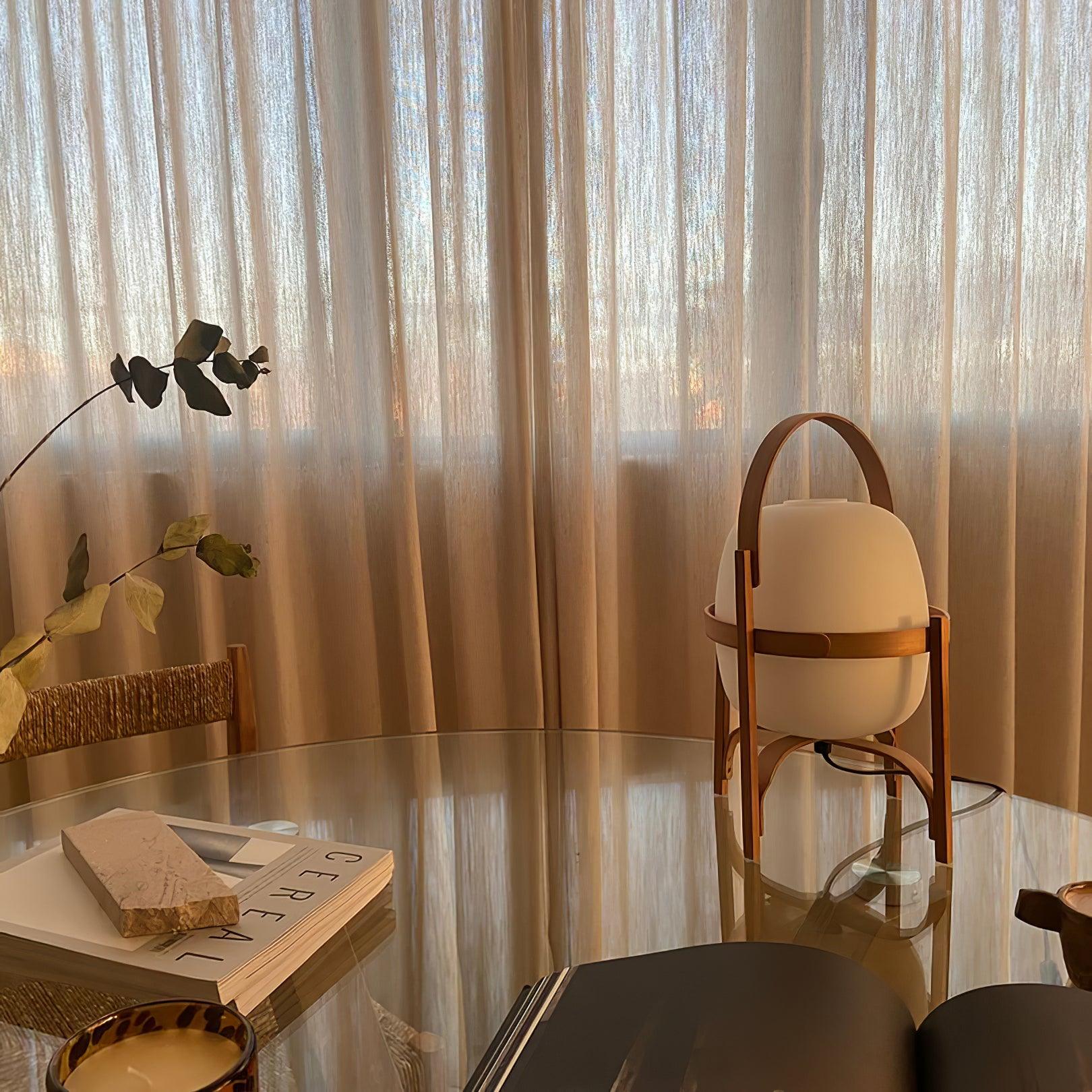 Portable Lantern Glass Table Lamp