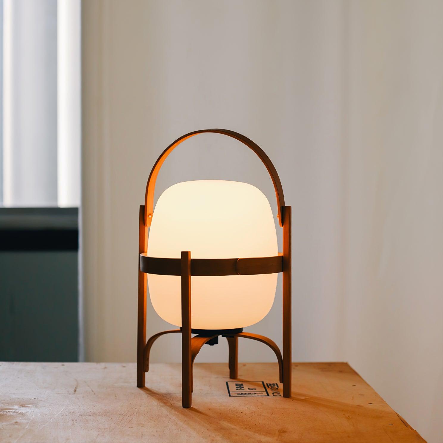 Portable Lantern Glass Table Lamp