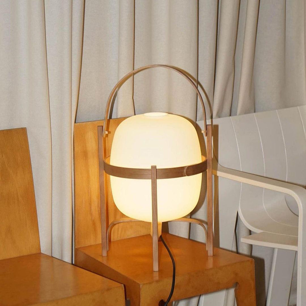 Portable Lantern Glass Table Lamp