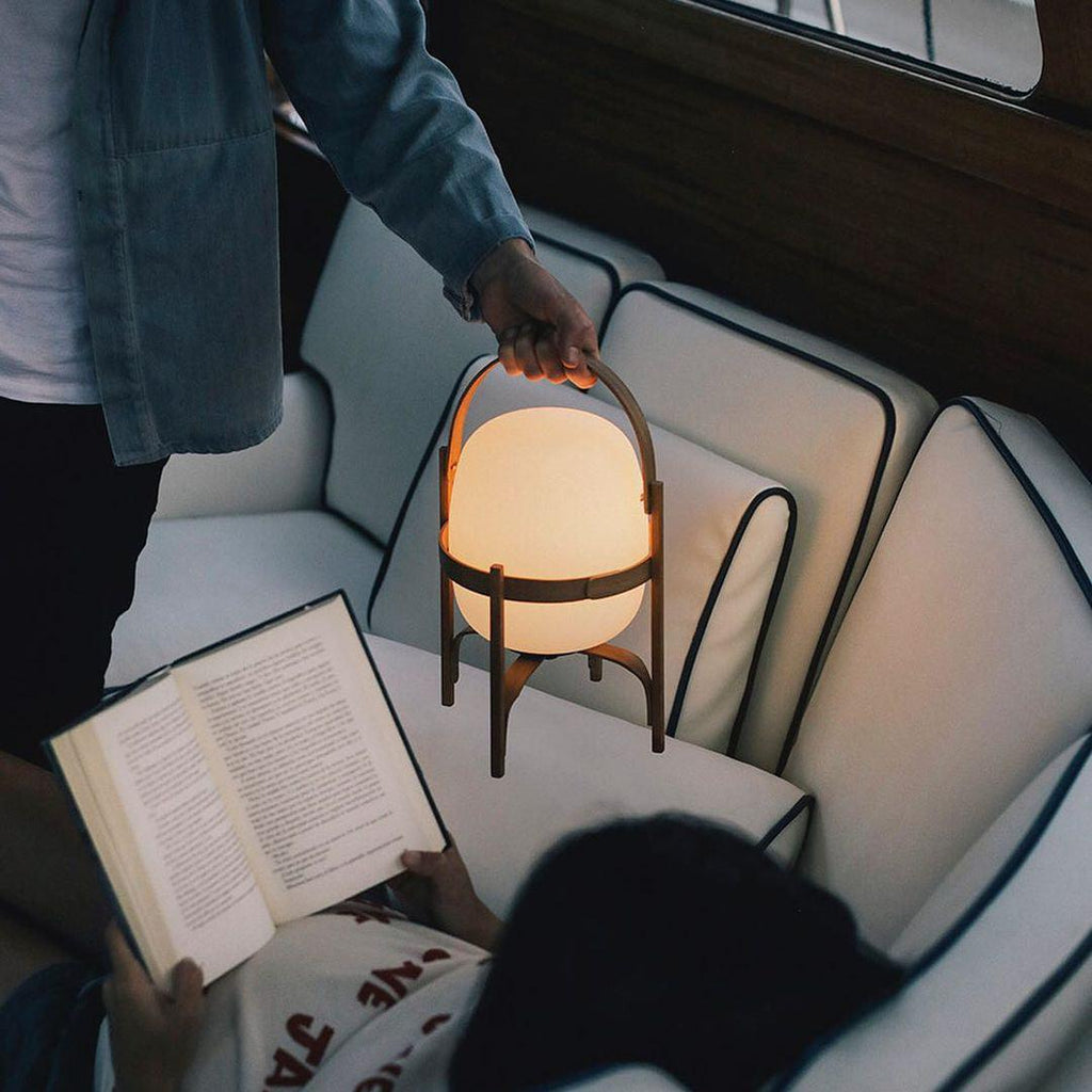 Portable Lantern Glass Table Lamp