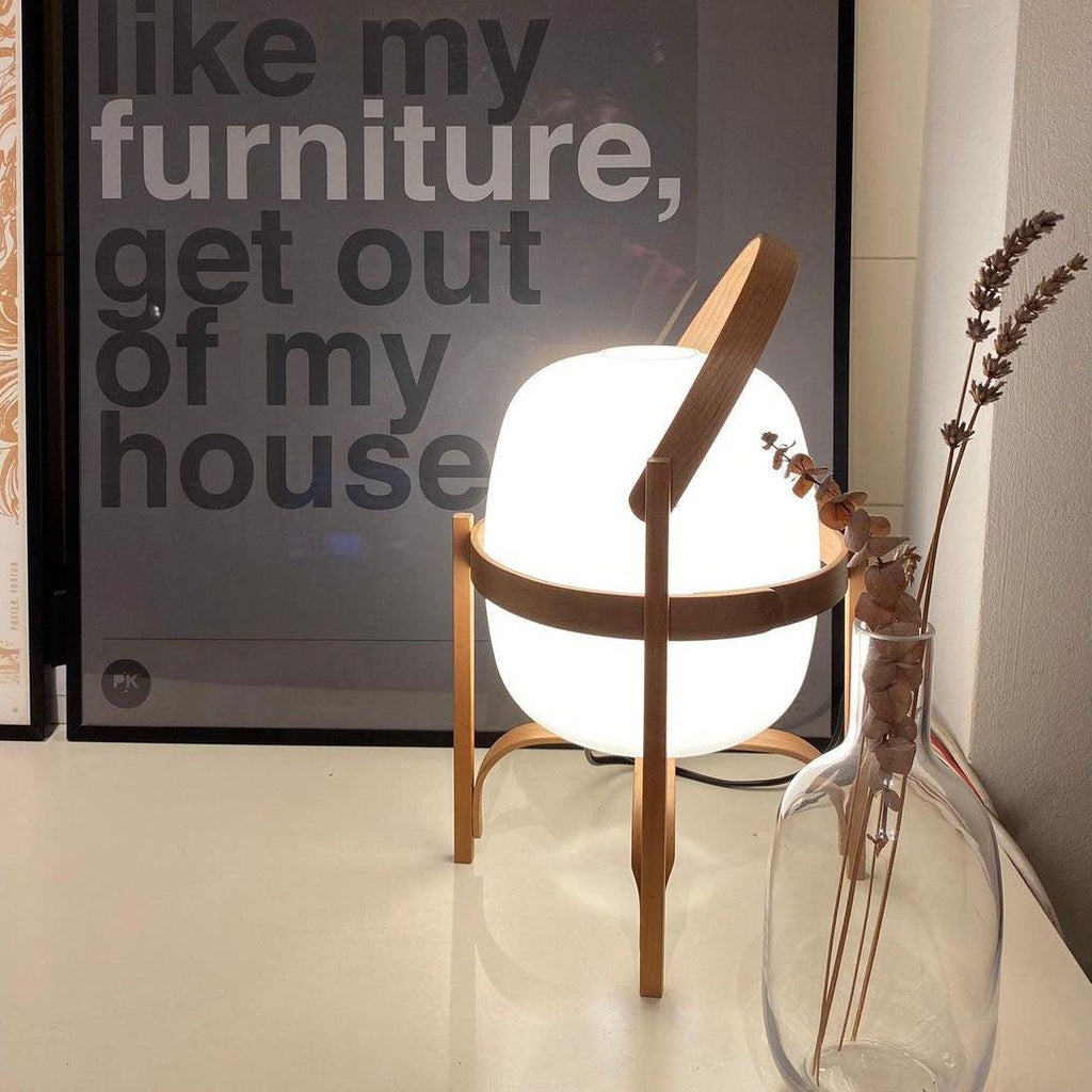 Portable Lantern Glass Table Lamp