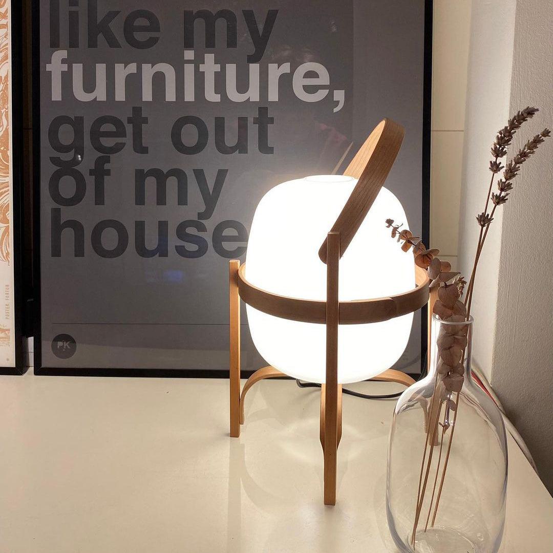 Portable Lantern Glass Table Lamp