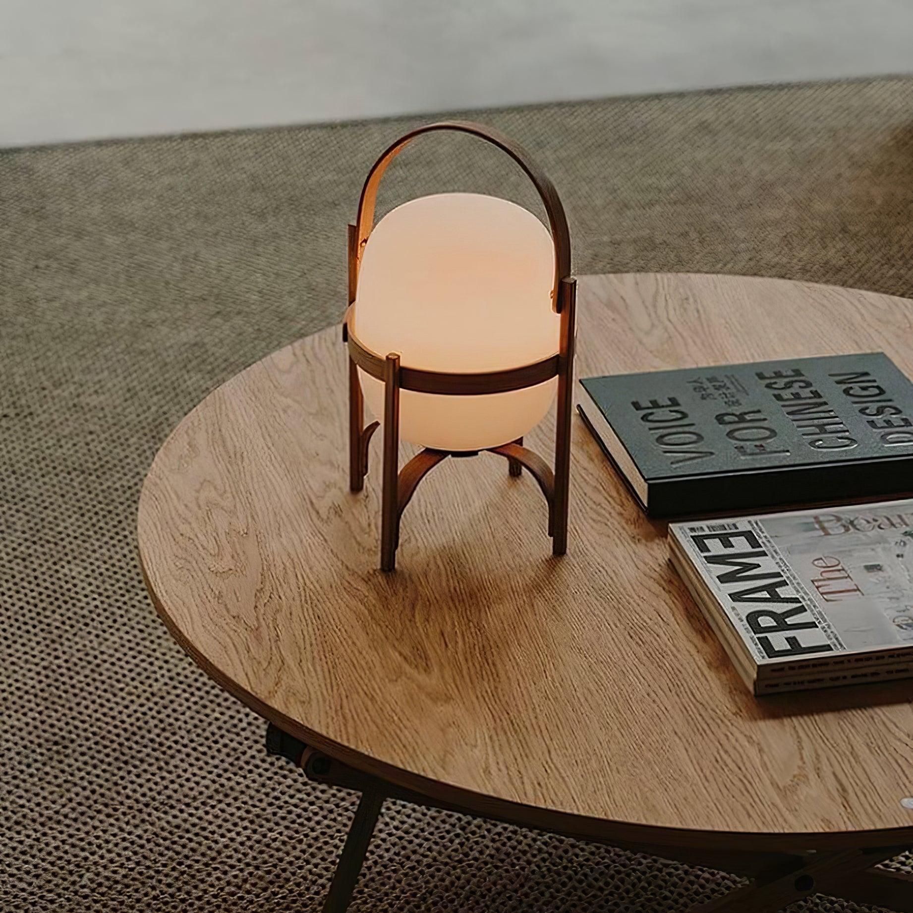 Portable Lantern Glass Table Lamp