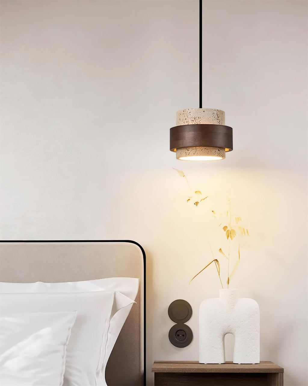 Cole Travertine Plug In Pendant Lamp