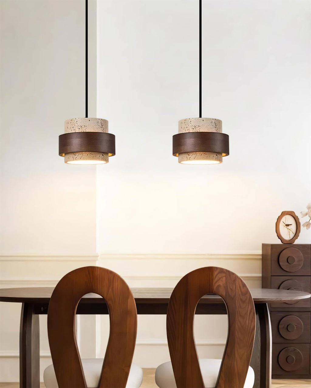Cole Travertine Plug In Pendant Lamp