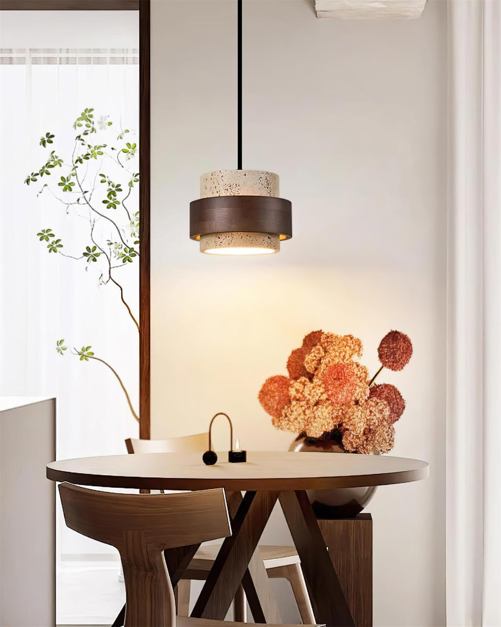 Cole Travertine Plug In Pendant Lamp
