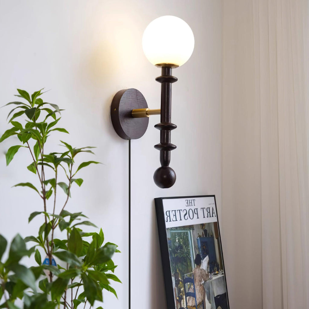 Coslett Wood Plug In Wall Lamp