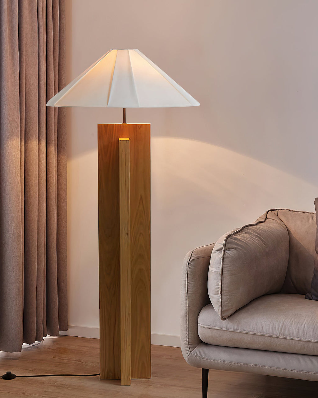 Crossbase Wooden Floor Lamp