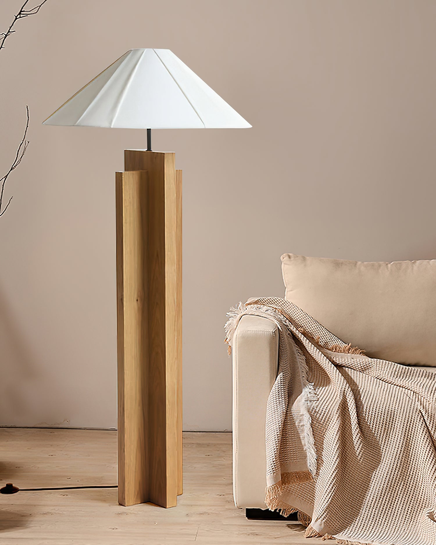 Crossbase Wooden Floor Lamp