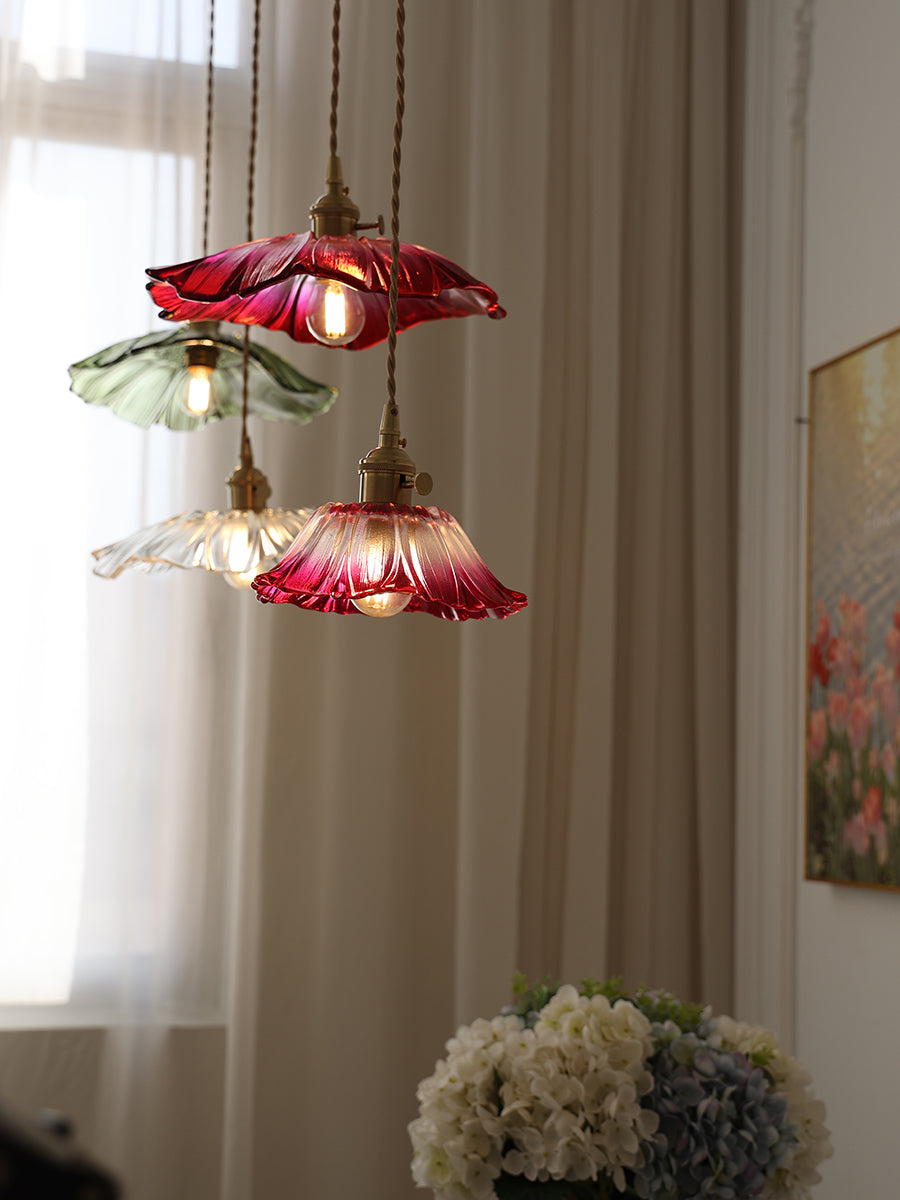 Flower Glass Plug In Pendant Lamp