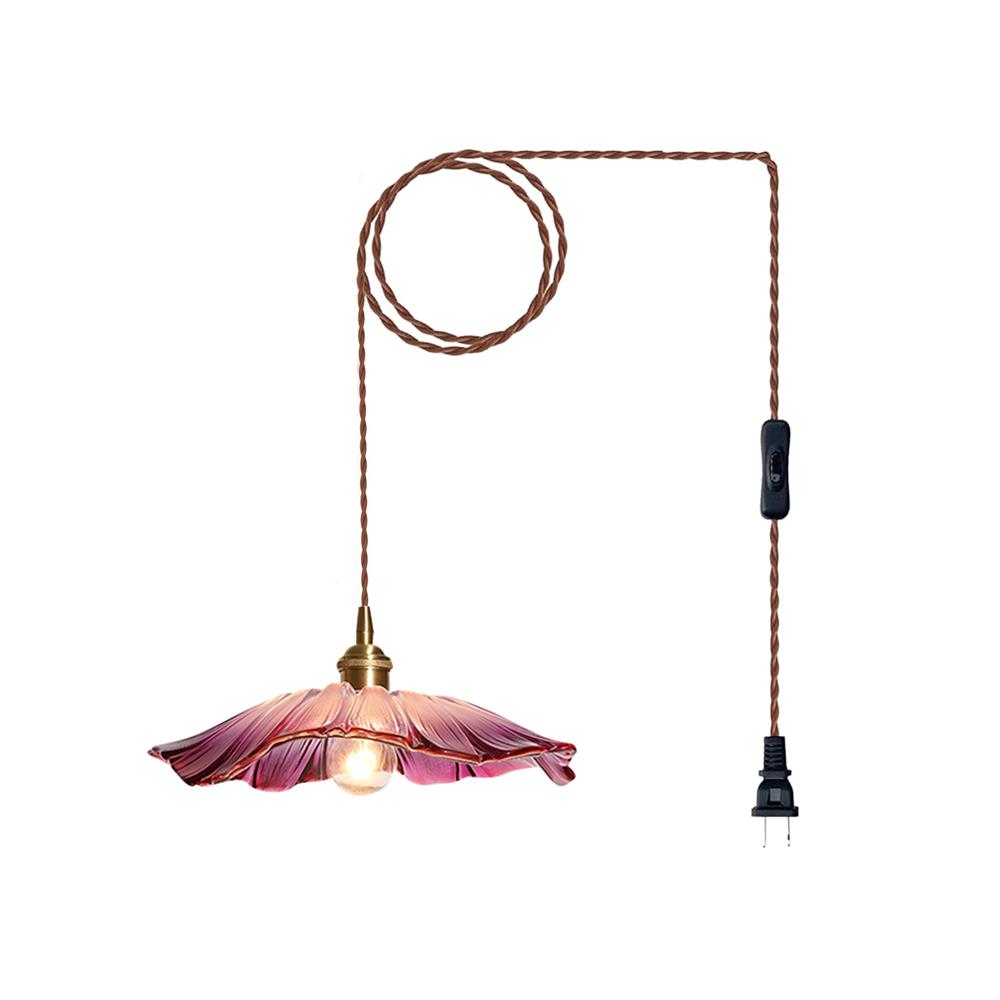 Flower Glass Plug In Pendant Lamp