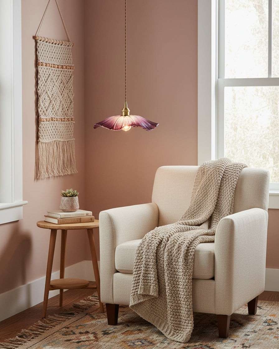 Flower Glass Plug In Pendant Lamp