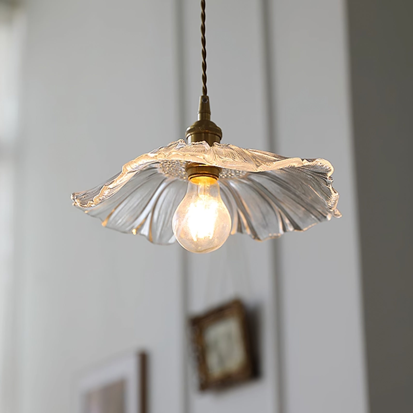 Flower Glass Plug In Pendant Lamp