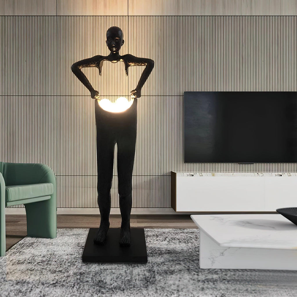 Man Carrying Pants Statue Floor Lamp