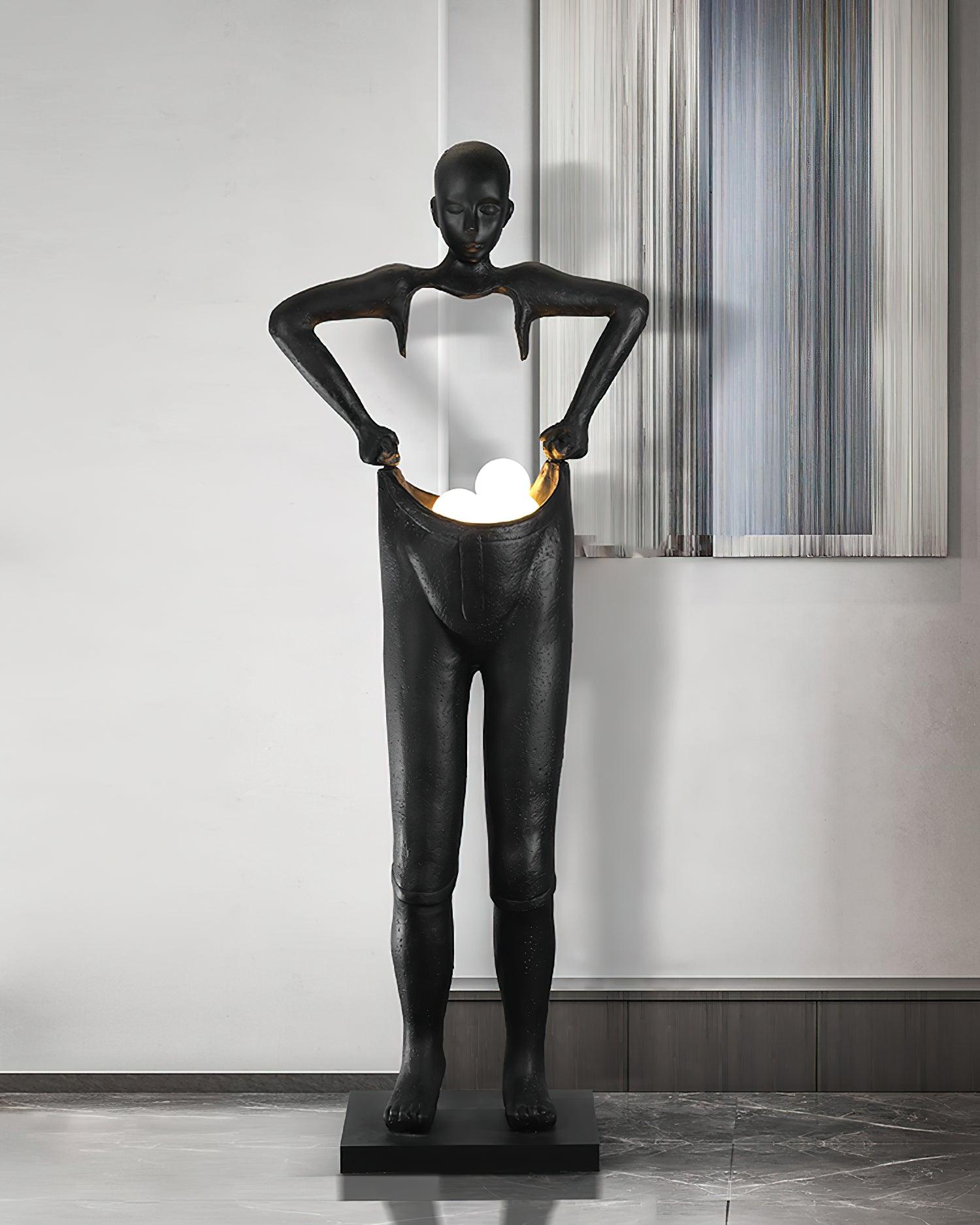 Man Carrying Pants Statue Floor Lamp