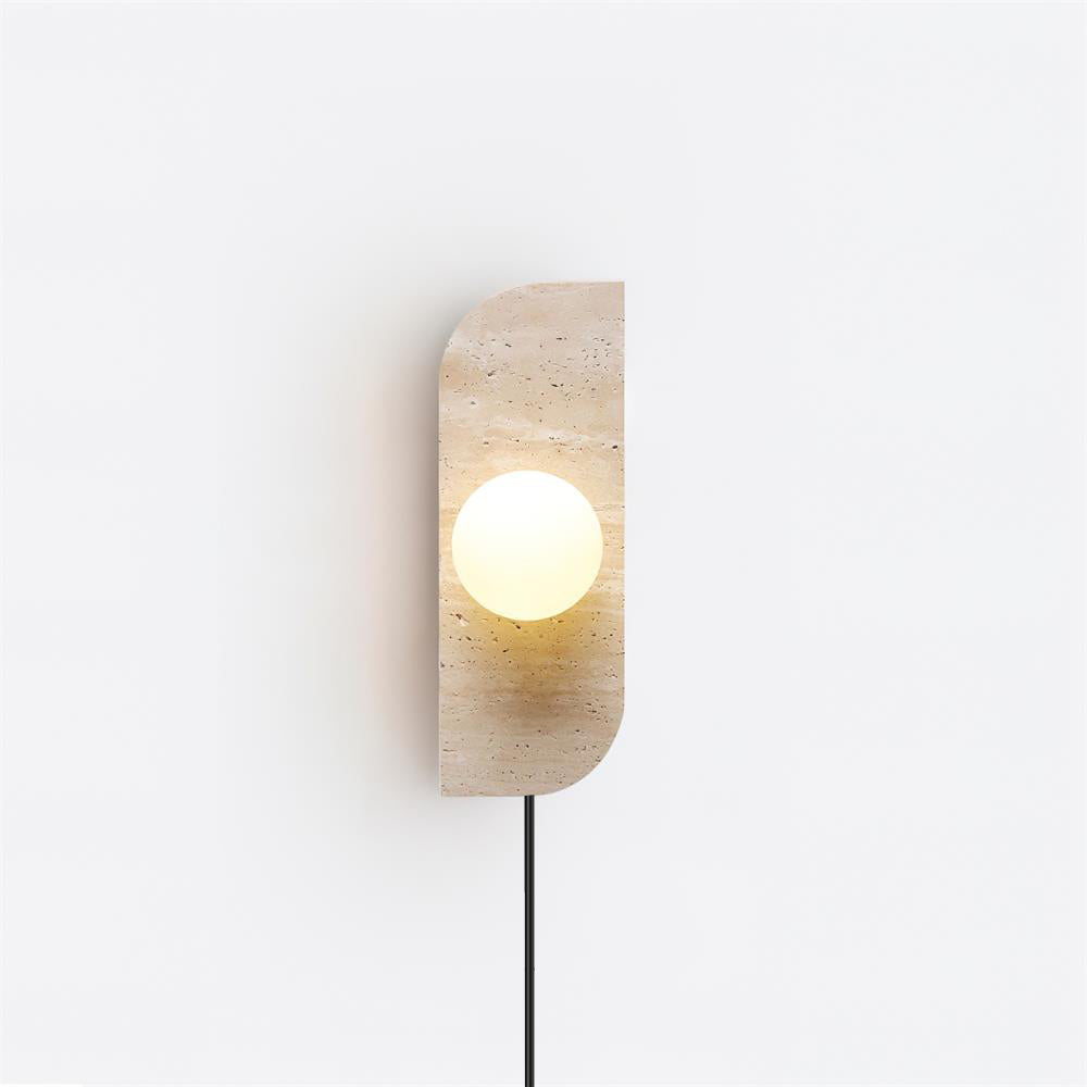 Neptune Travertine Plug In Wall Lamp