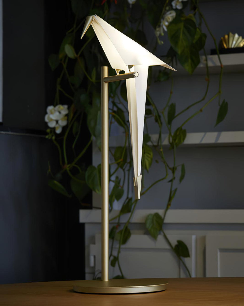 White Paper Crane Table Lamp