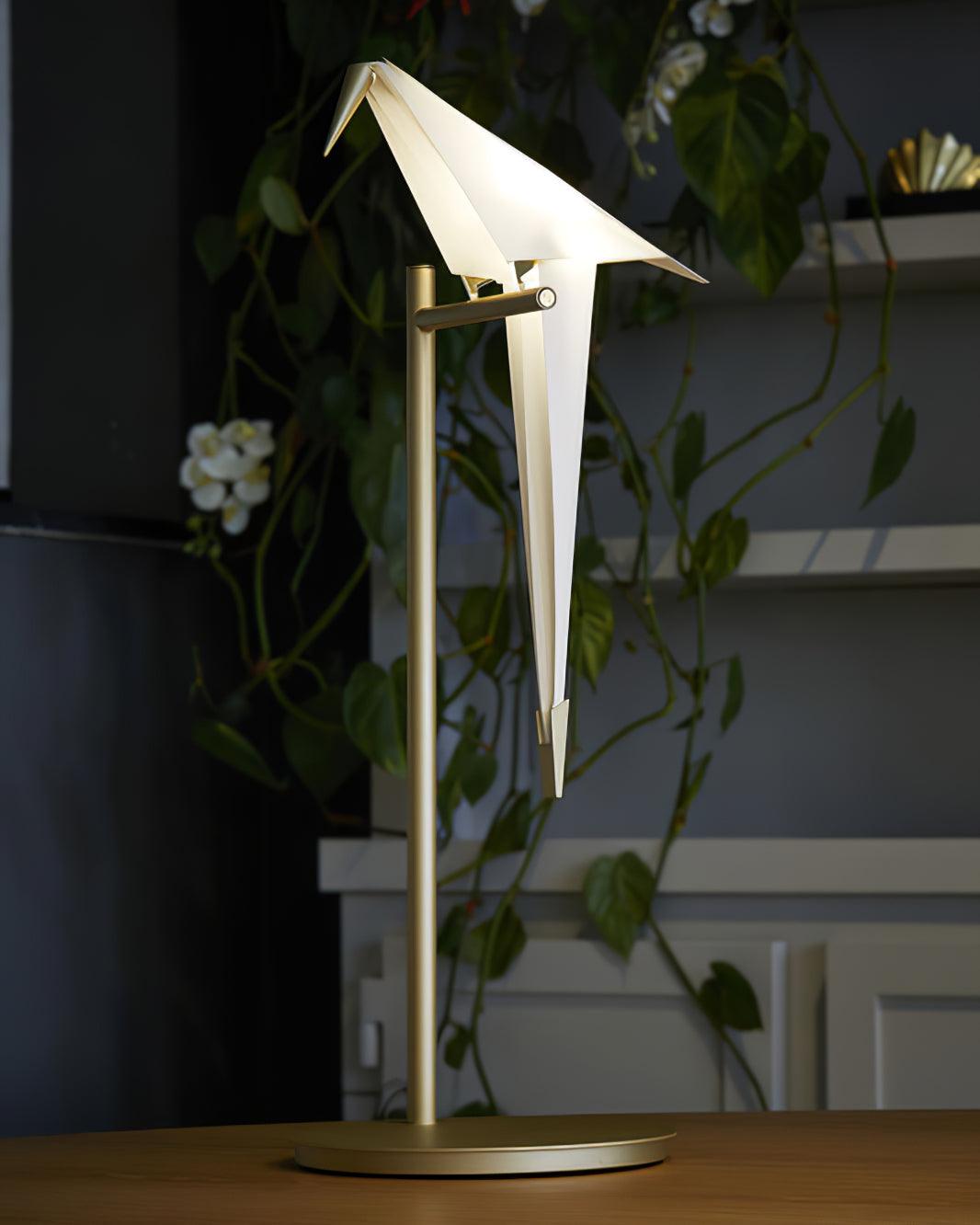 White Paper Crane Table Lamp