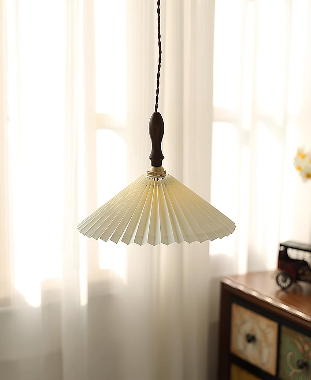 Prairie Pleated Plug In Pendant Lamp