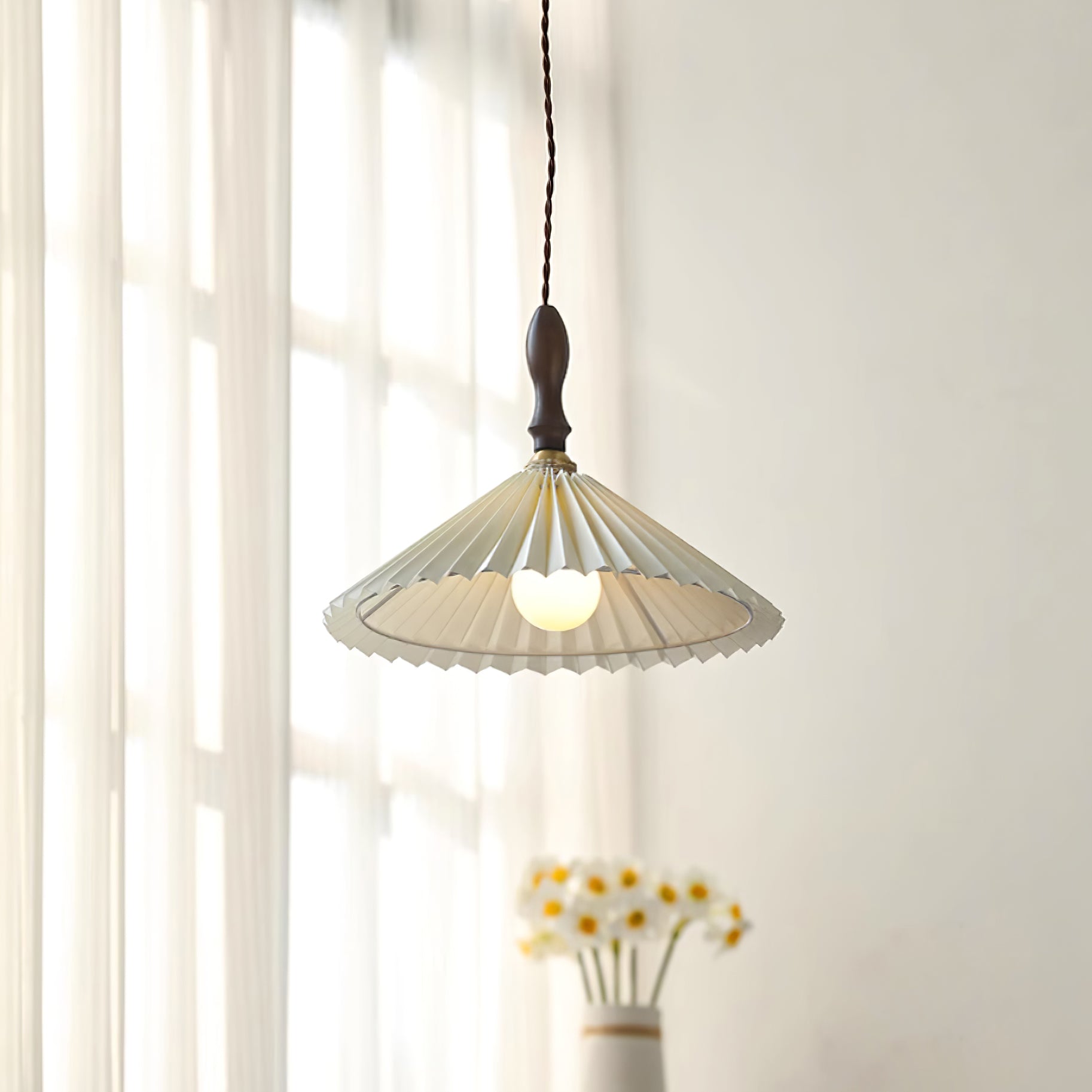 Prairie Pleated Plug In Pendant Lamp