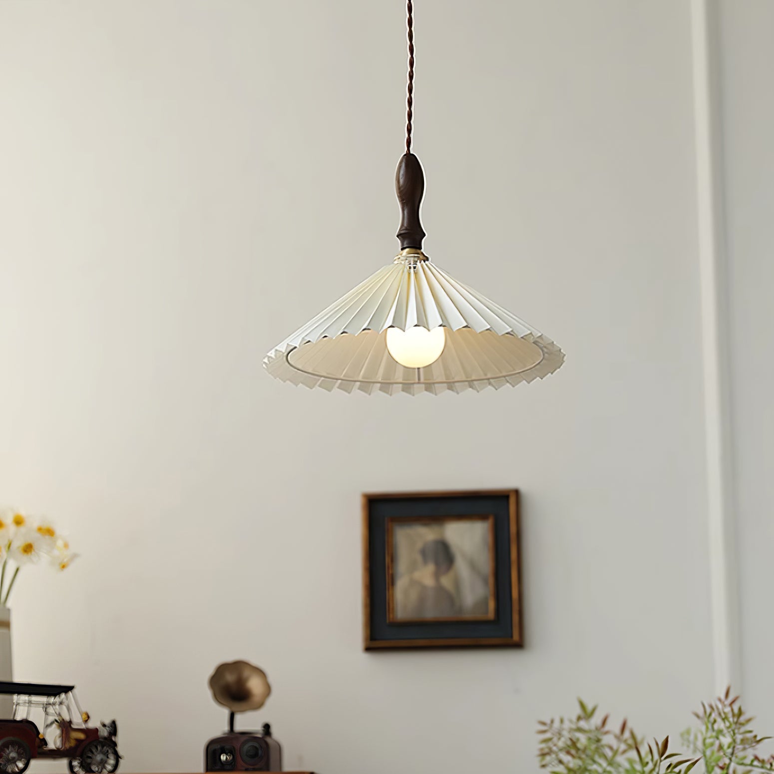 Prairie Pleated Plug In Pendant Lamp