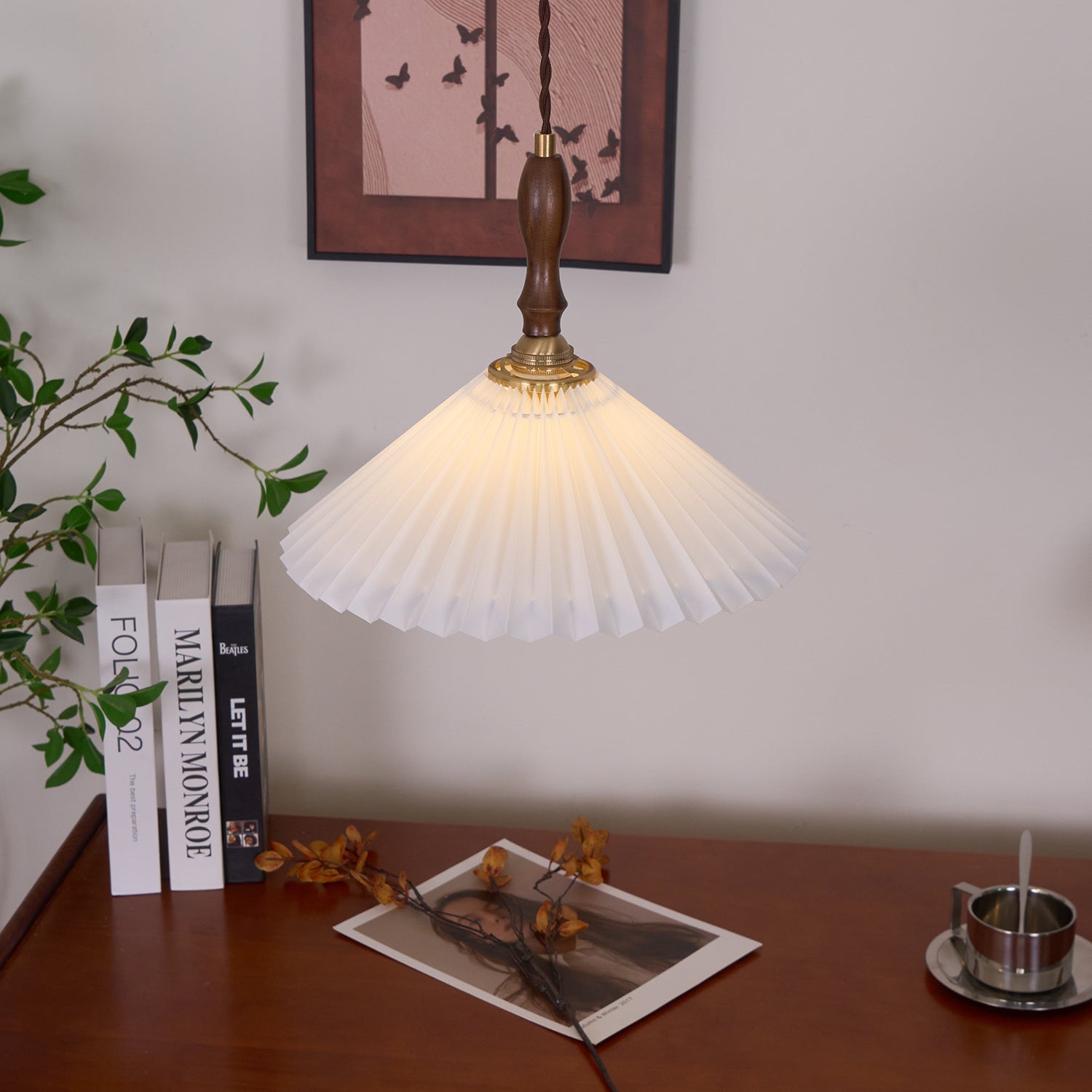 Prairie Pleated Plug In Pendant Lamp