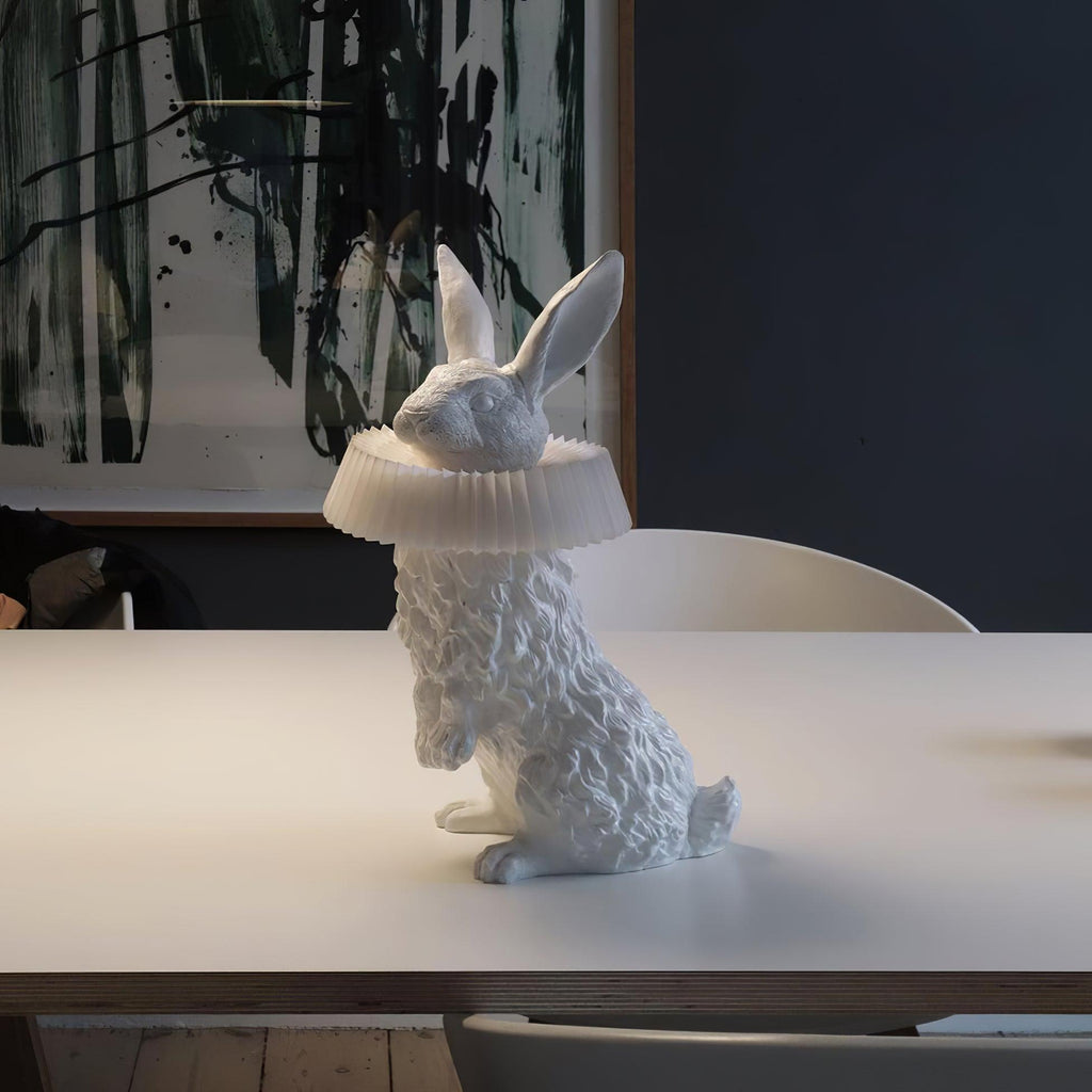 Rabbit White Resin Table Lamp