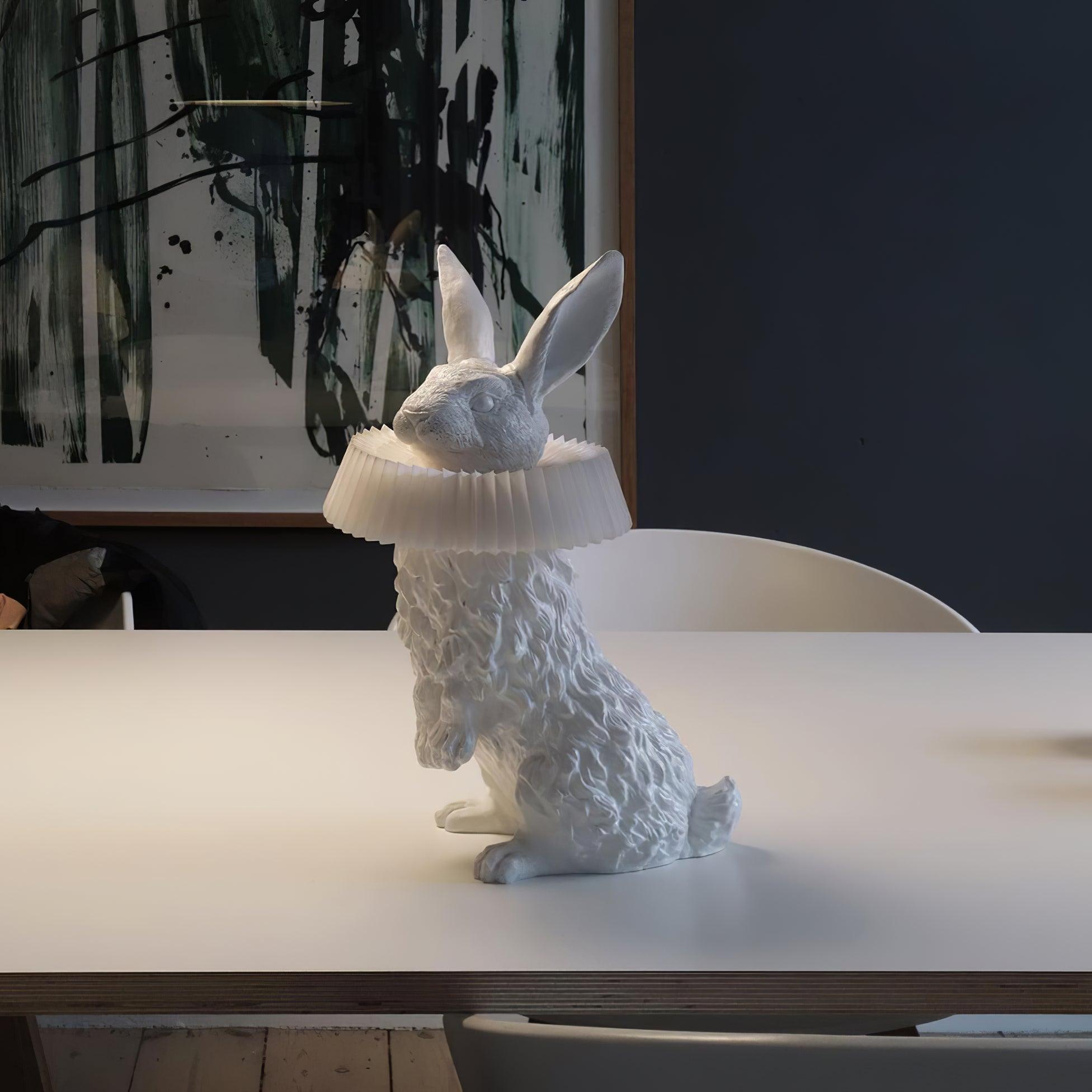 Rabbit White Resin Table Lamp