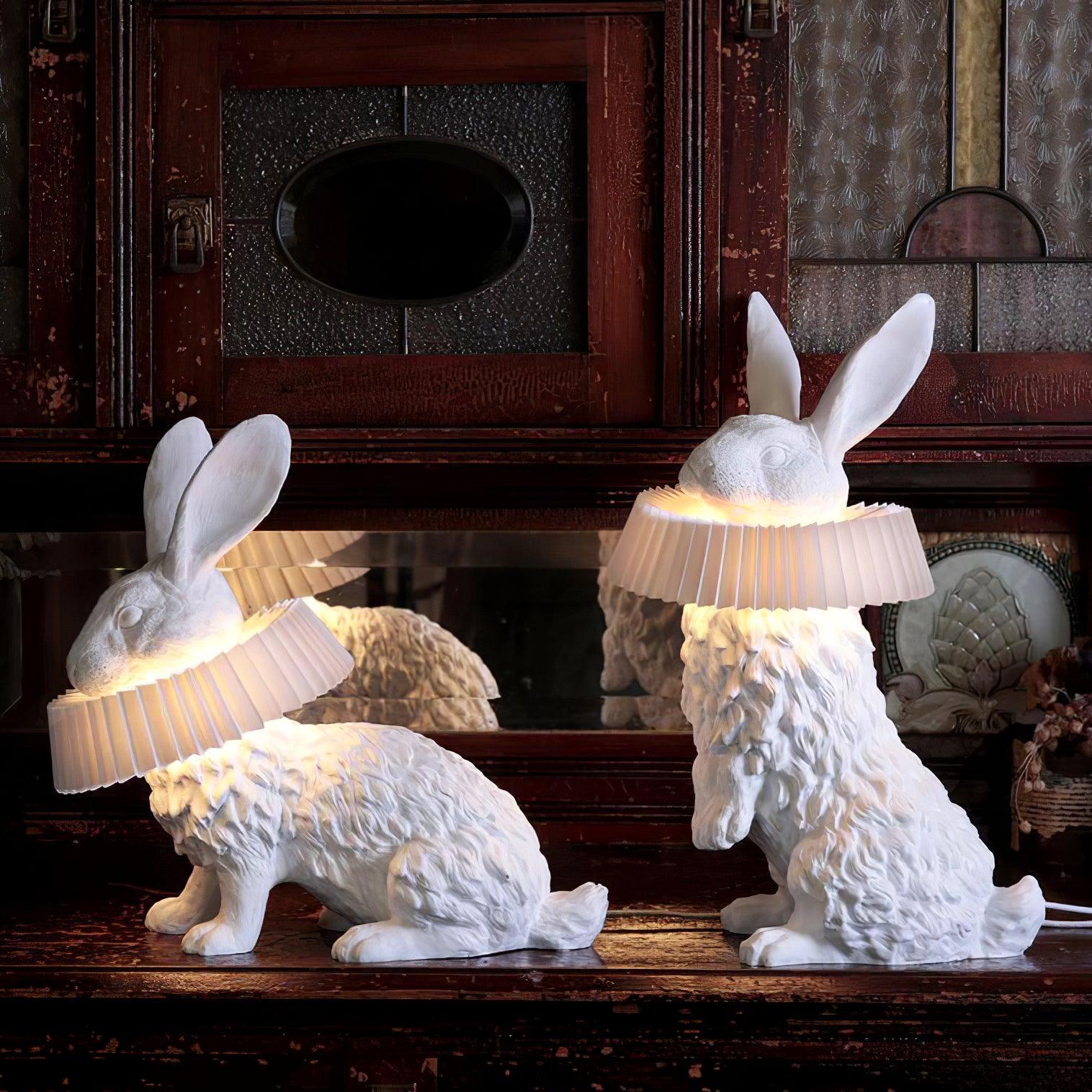 Rabbit White Resin Table Lamp
