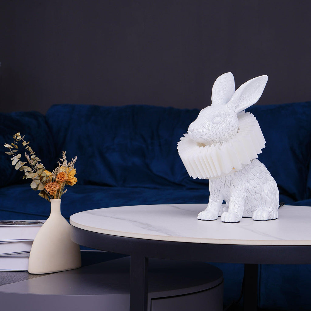 Rabbit White Resin Table Lamp