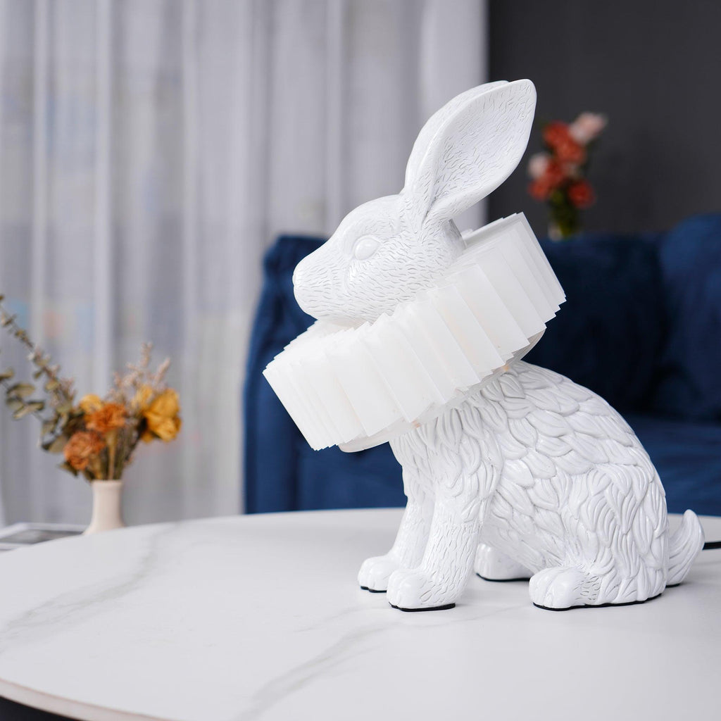 Rabbit White Resin Table Lamp