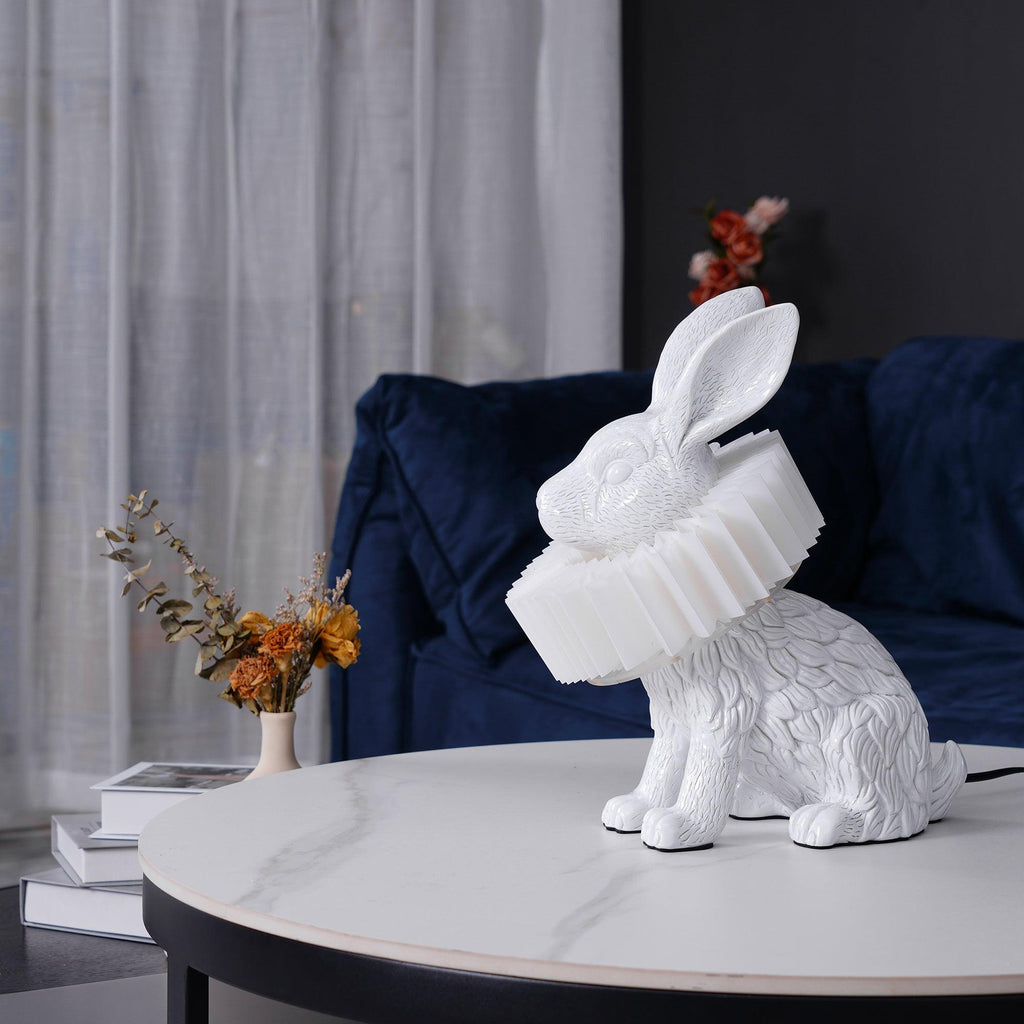 Rabbit White Resin Table Lamp