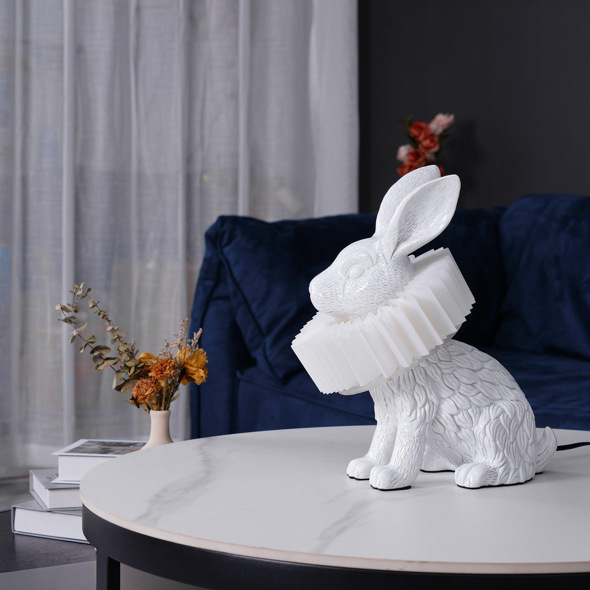 Rabbit White Resin Table Lamp