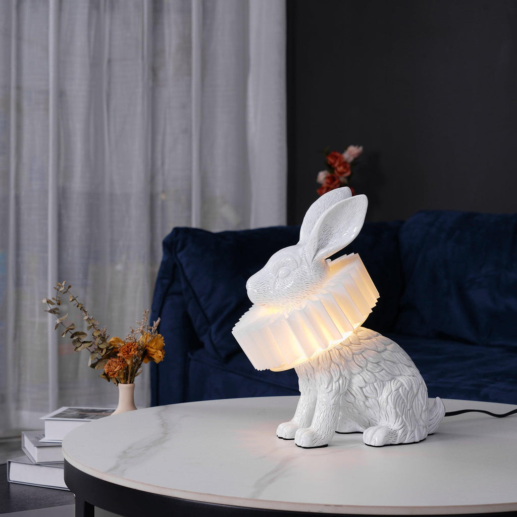 Rabbit White Resin Table Lamp