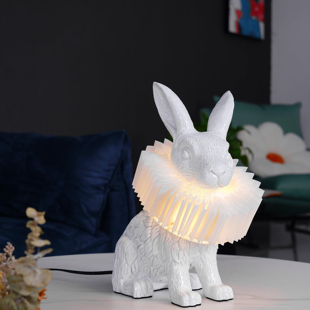 Rabbit White Resin Table Lamp