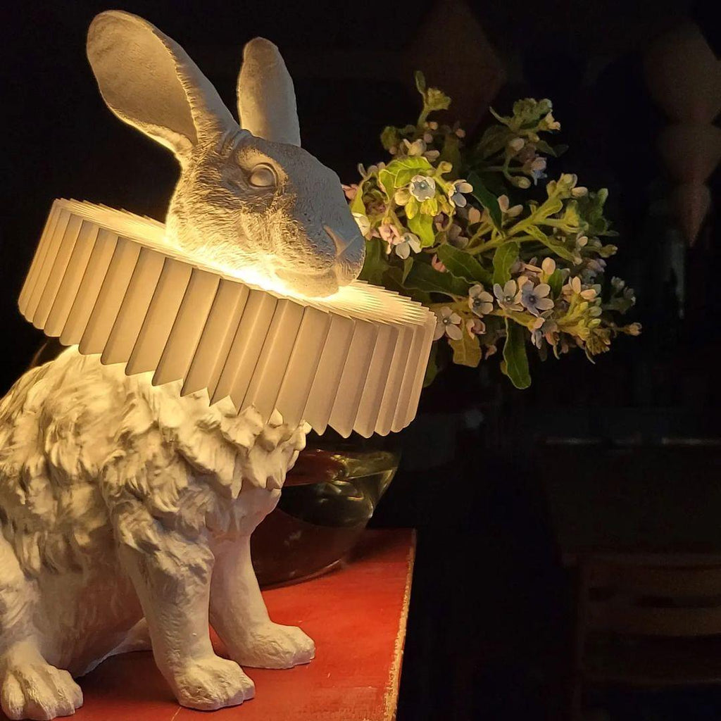 Rabbit White Resin Table Lamp