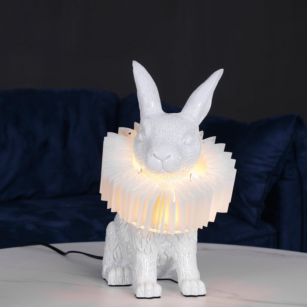 Rabbit White Resin Table Lamp