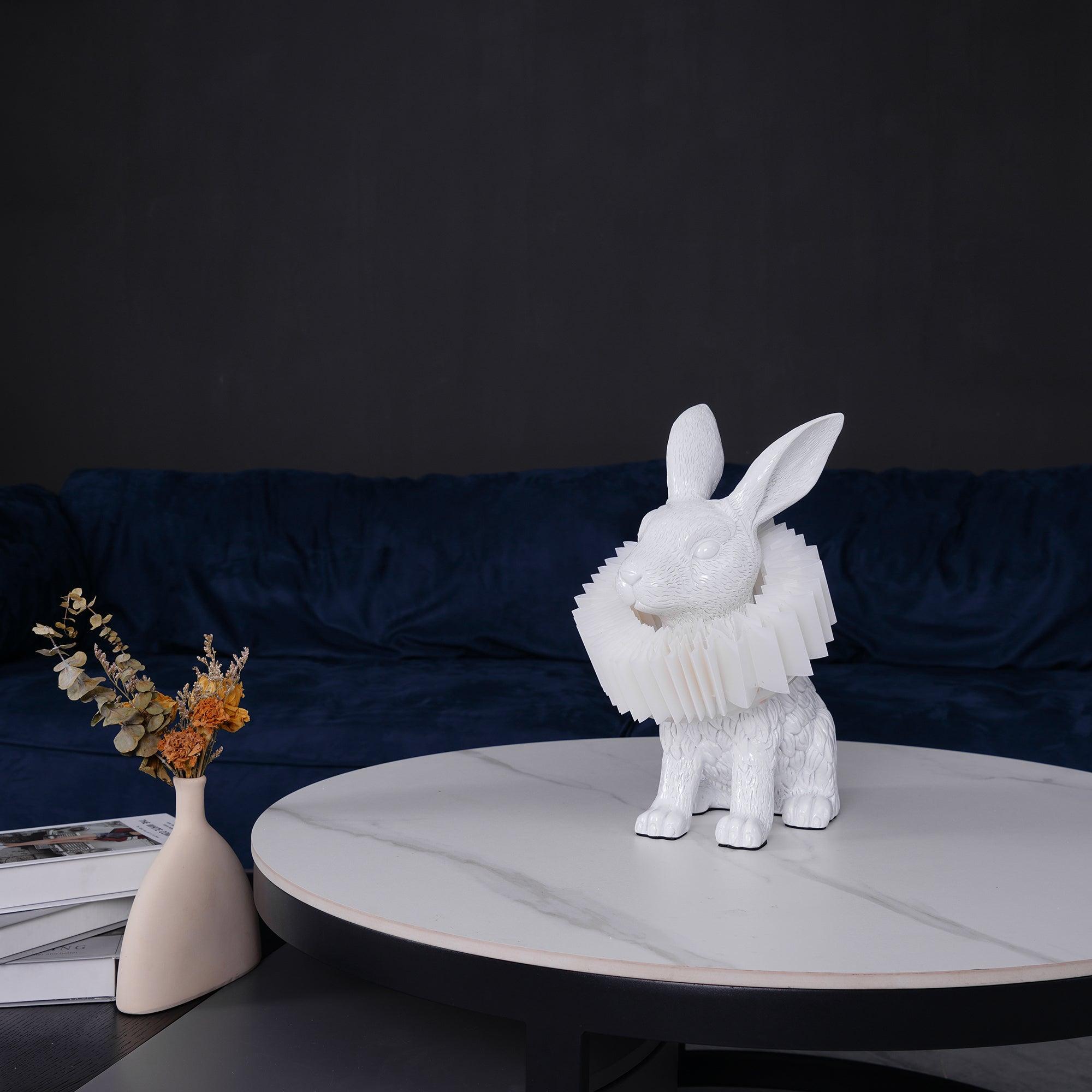 Rabbit White Resin Table Lamp