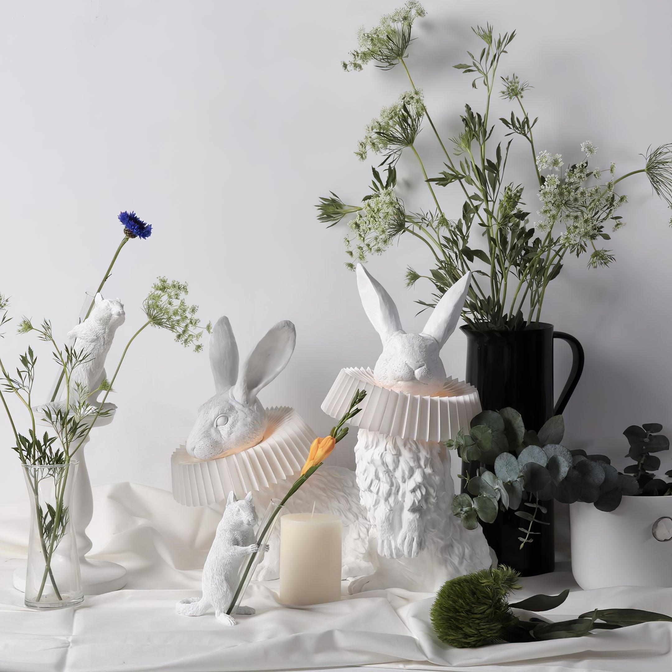 Rabbit White Resin Table Lamp