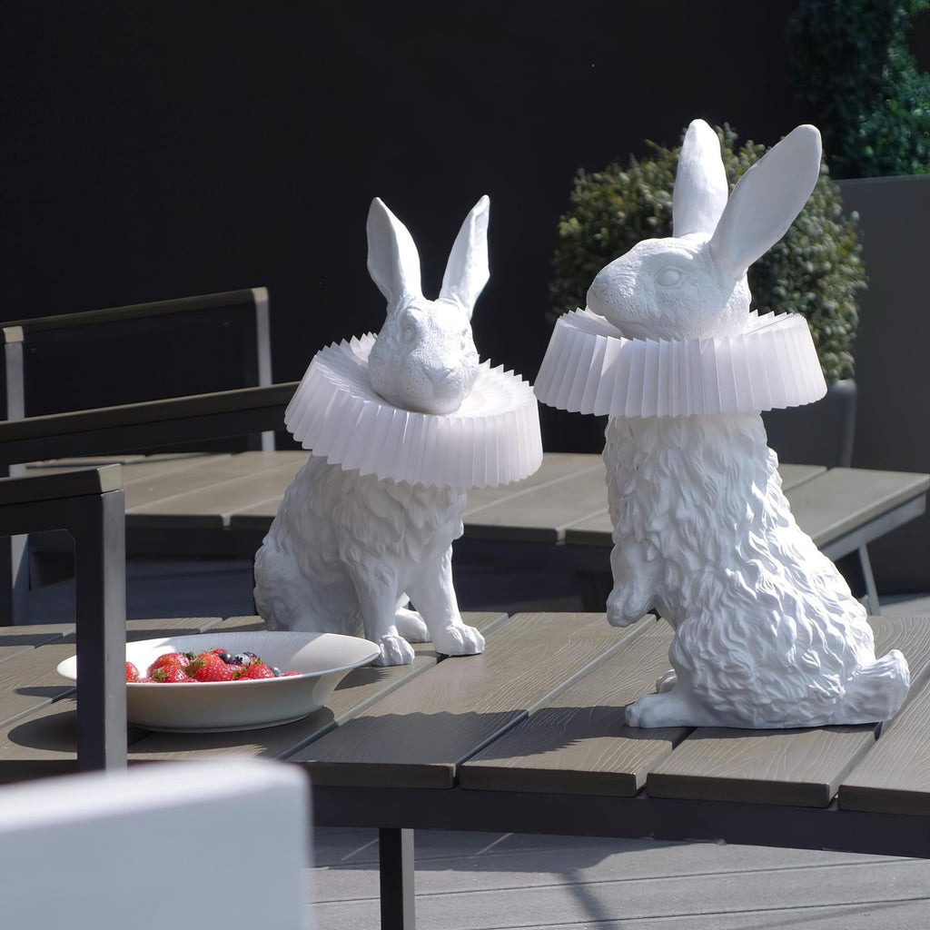 Rabbit White Resin Table Lamp