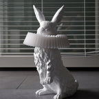 Rabbit White Resin Table Lamp