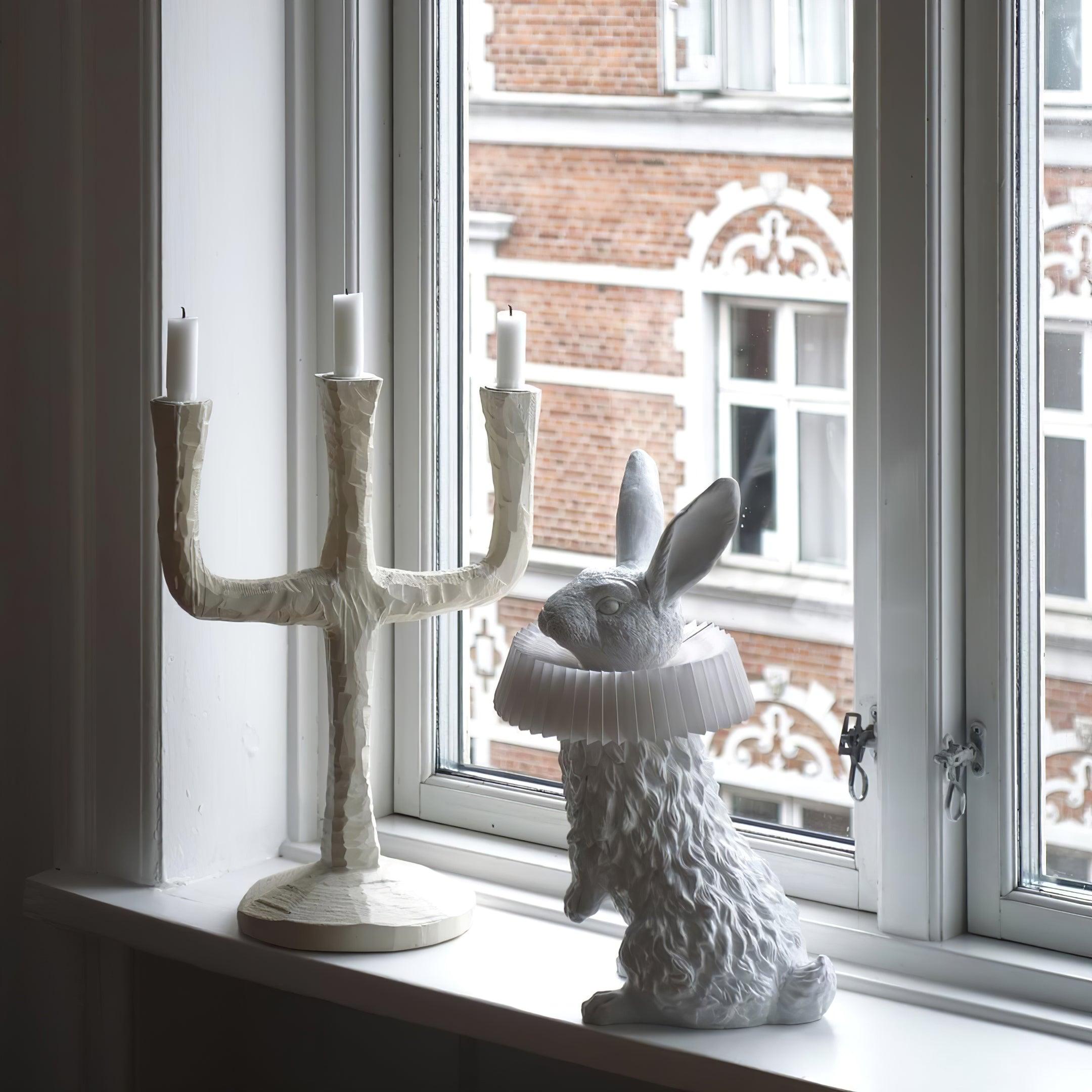 Rabbit White Resin Table Lamp
